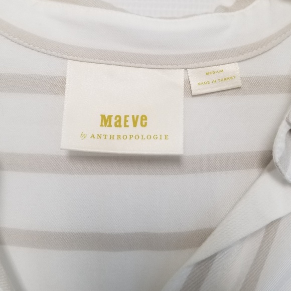 ANTHROPOLOGIE MAEVE Ivory Striped Hi Lo Top Size M - Picture 8 of 8